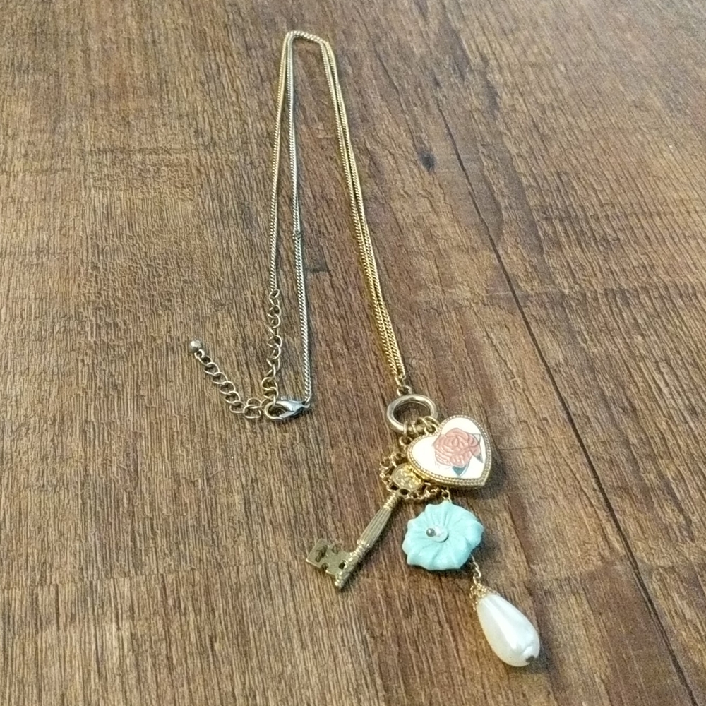 Long gold key necklace